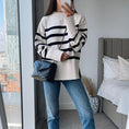 Gallery viewerに画像を読み込む, Striped Knitted Loose Sweater Women Pullover Tops