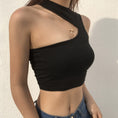 Gallery viewerに画像を読み込む, Vest Crop Top Slim Black Tanks