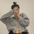 Gallery viewerに画像を読み込む, Zipper Chic Streetwear Solid Loose Jacket
