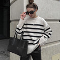Gallery viewerに画像を読み込む, Striped Knitted Loose Sweater Women Pullover Tops