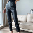 Gallery viewerに画像を読み込む, プレミアムリアルレザーシープスキンスキニーハイウエストレザーパンツTH