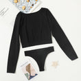 Gallery viewerに画像を読み込む, Seamless Ribbed Long Sleeve Top Low Waist Thongs Set