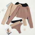 Gallery viewerに画像を読み込む, Seamless Ribbed Long Sleeve Top Low Waist Thongs Set