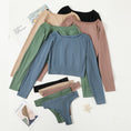 Gallery viewerに画像を読み込む, Seamless Ribbed Long Sleeve Top Low Waist Thongs Set