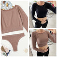 Gallery viewerに画像を読み込む, Seamless Ribbed Long Sleeve Top Low Waist Thongs Set