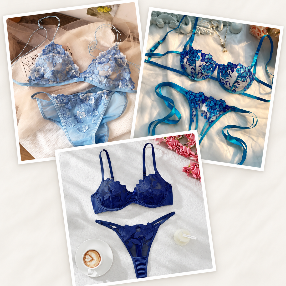 DeRossi ブルーランジェリー特集 実在商品コラージュ