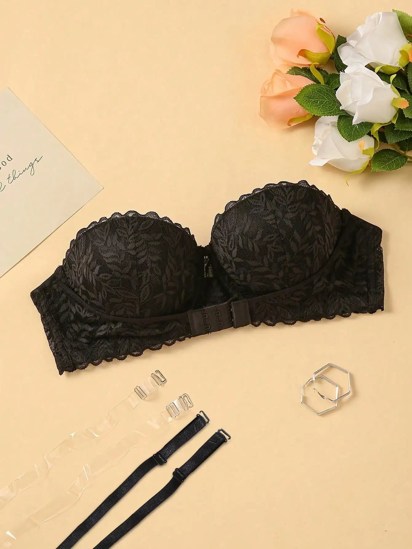 レースハーフカップフロントフックシェイプブラ