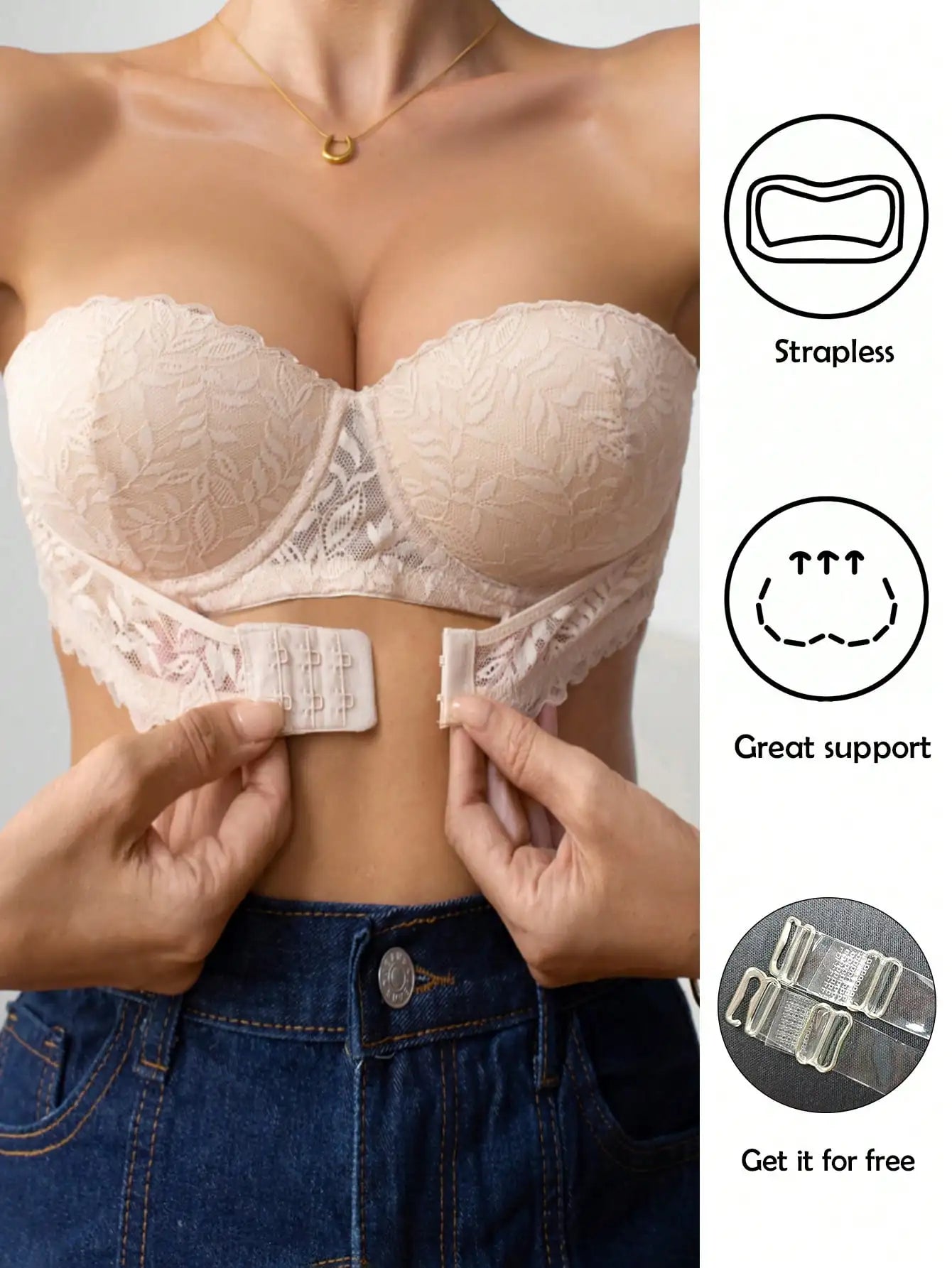 レースハーフカップフロントフックシェイプブラ