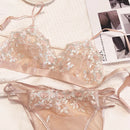 DEROSSI ノンワイヤー トライアングル フルレース エンブロイダリー ブラショーツSET