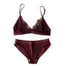 DeRossi アイスシルク アイラッシュレース ノンワイヤー ブラショーツ2SET