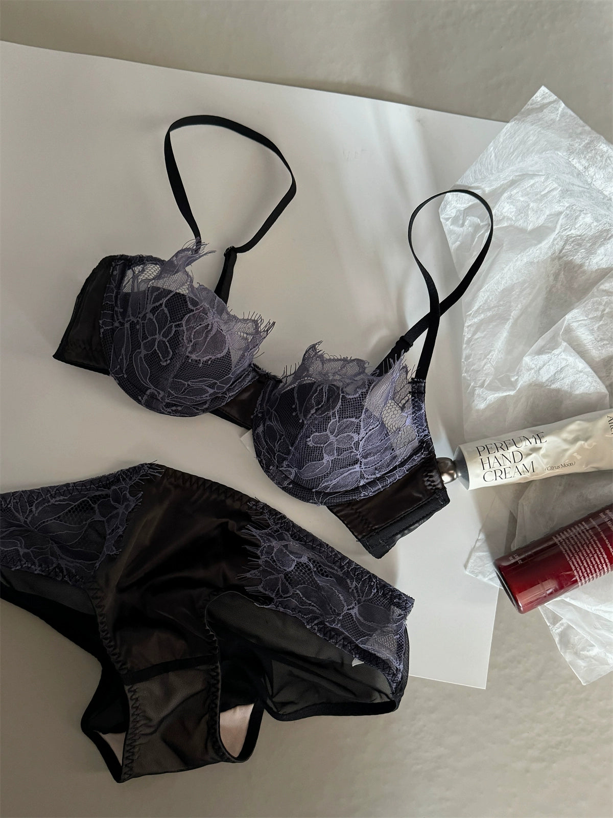 パープルブラックレオパードブラガーターショーツ３セット