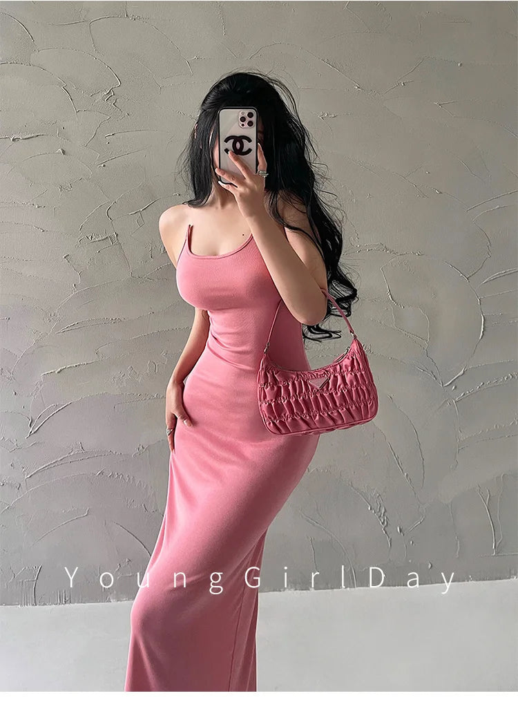 ８カラークリアストラップデザインホルターネックロングワンピース