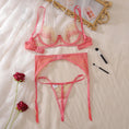 Gallery viewerに画像を読み込む, ヌーディピンクラグジュアリーレースブラガーターショーツ3セット
