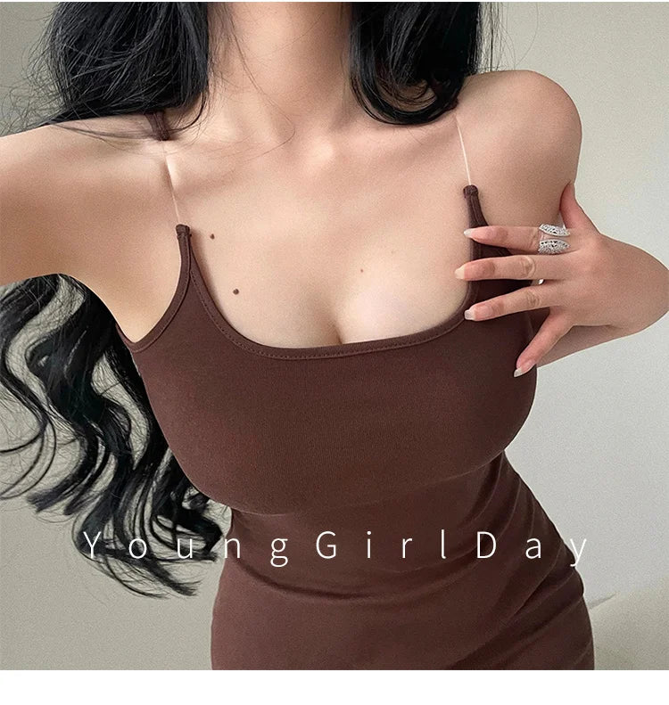 ８カラークリアストラップデザインホルターネックロングワンピース