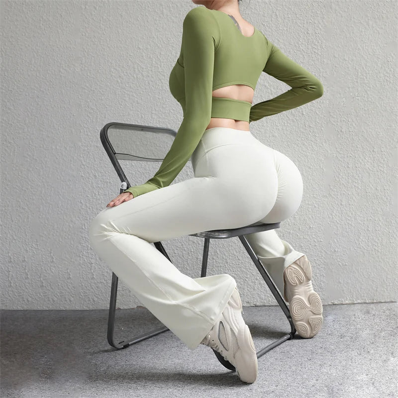 DeRossi フレアスクランチレギンス – ハイウエスト ヨガ＆フィットネスパンツ