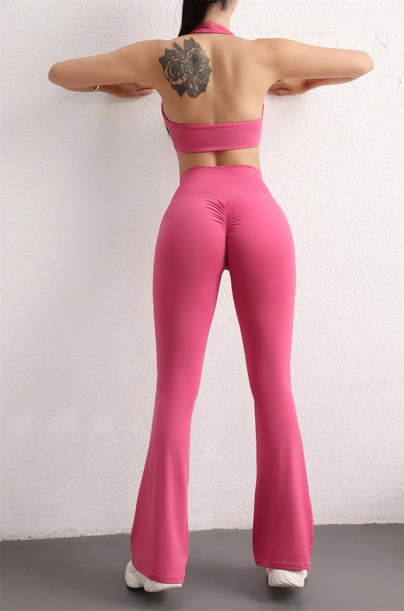 DeRossi フレアスクランチレギンス – ハイウエスト ヨガ＆フィットネスパンツ