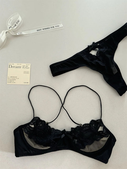 フレンチレース ハーフカップブラアンダーウエアセット