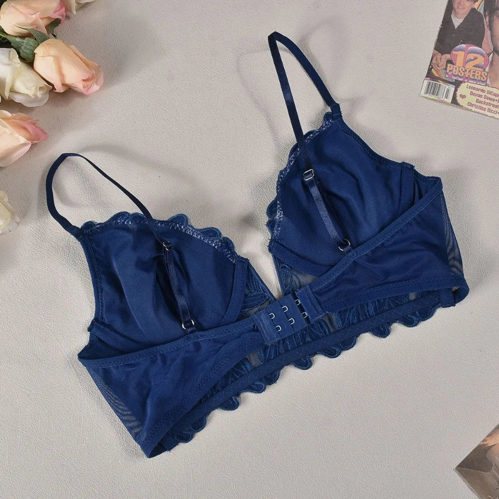 フローラル刺繍レースブラレットTバックショーツセット5カラバリ