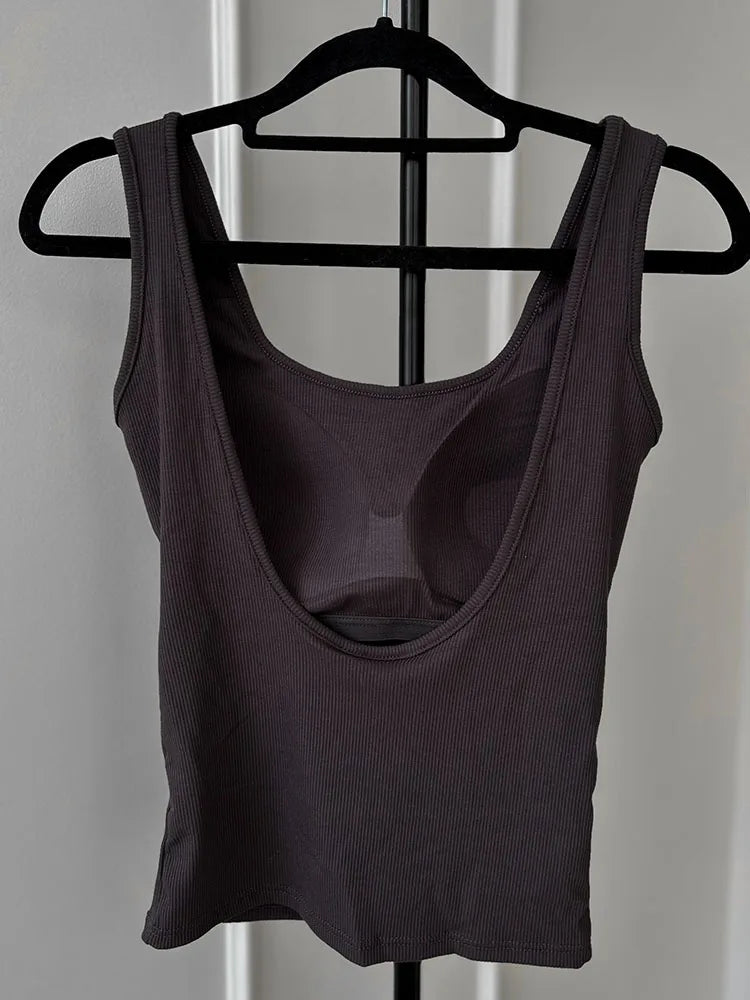 ディープバックレスサマータンクトップwithパッド