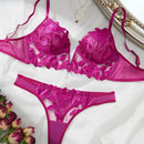 フローラル刺繍レースブラレットTバックショーツセット5カラバリ