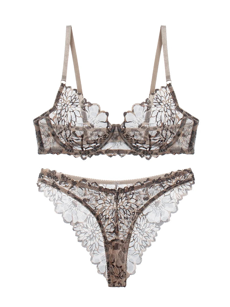 DeRossi レオパードシアー・プッシュアップランジェリーセット