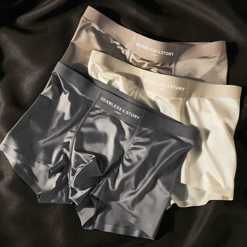 シャインフィットメンズサテンボクサーパンツ3Pcs