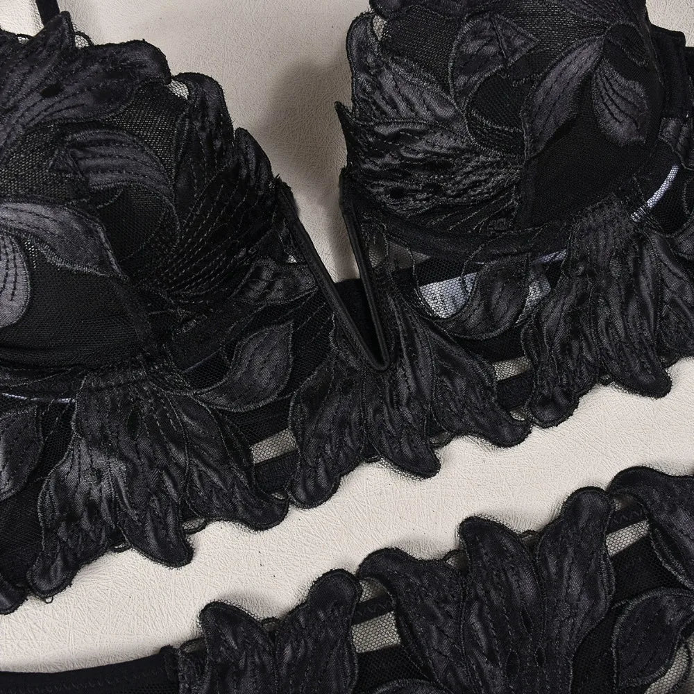 フローラル刺繍レースブラレットTバックショーツセット5カラバリ