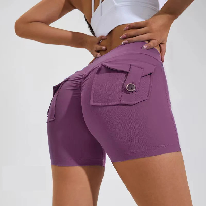 DEROSSI フラップポケットスクランチショートレギンス パープル 商品写真 1