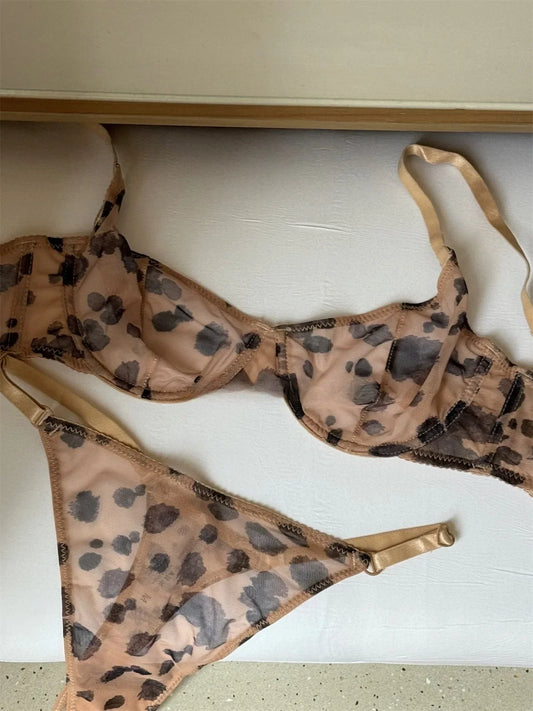レオパードレース プッシュアップランジェリーセット