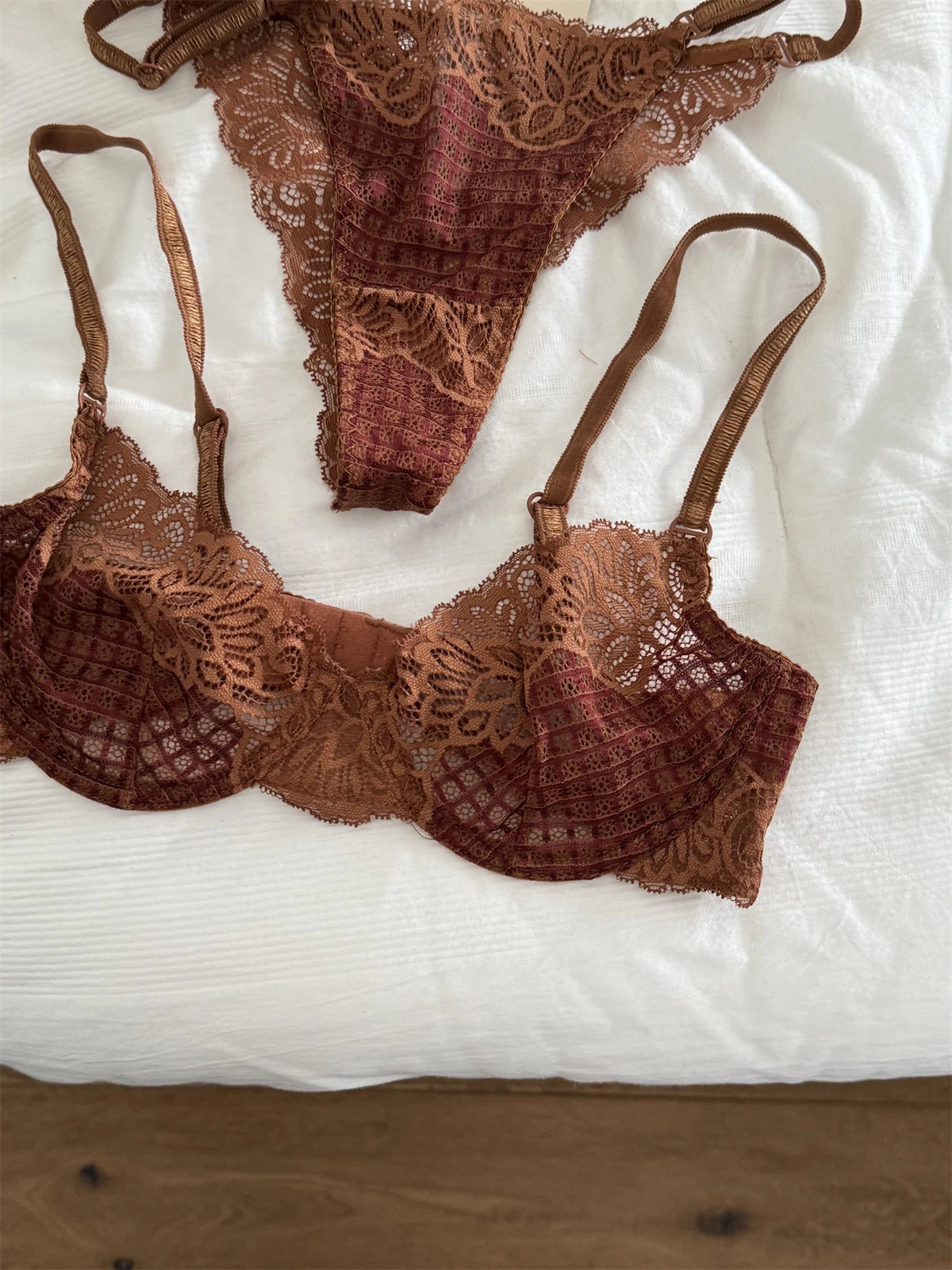 カジュアルチェックノンワイヤーブラショーツセット