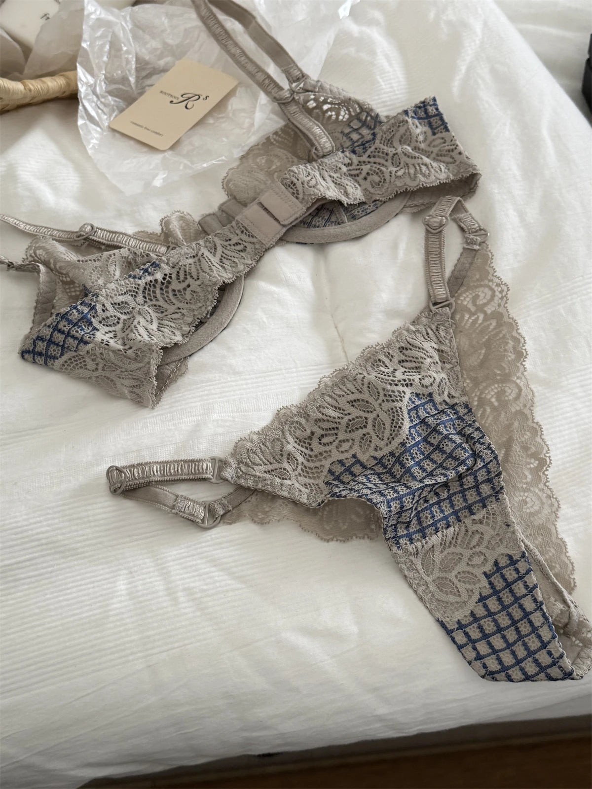 カジュアルチェックノンワイヤーブラショーツセット