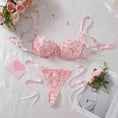 Gallery viewerに画像を読み込む, DeRossi ブルーフローラル エンブロイダリー シースルー ハーフカップ ブラショーツSET
