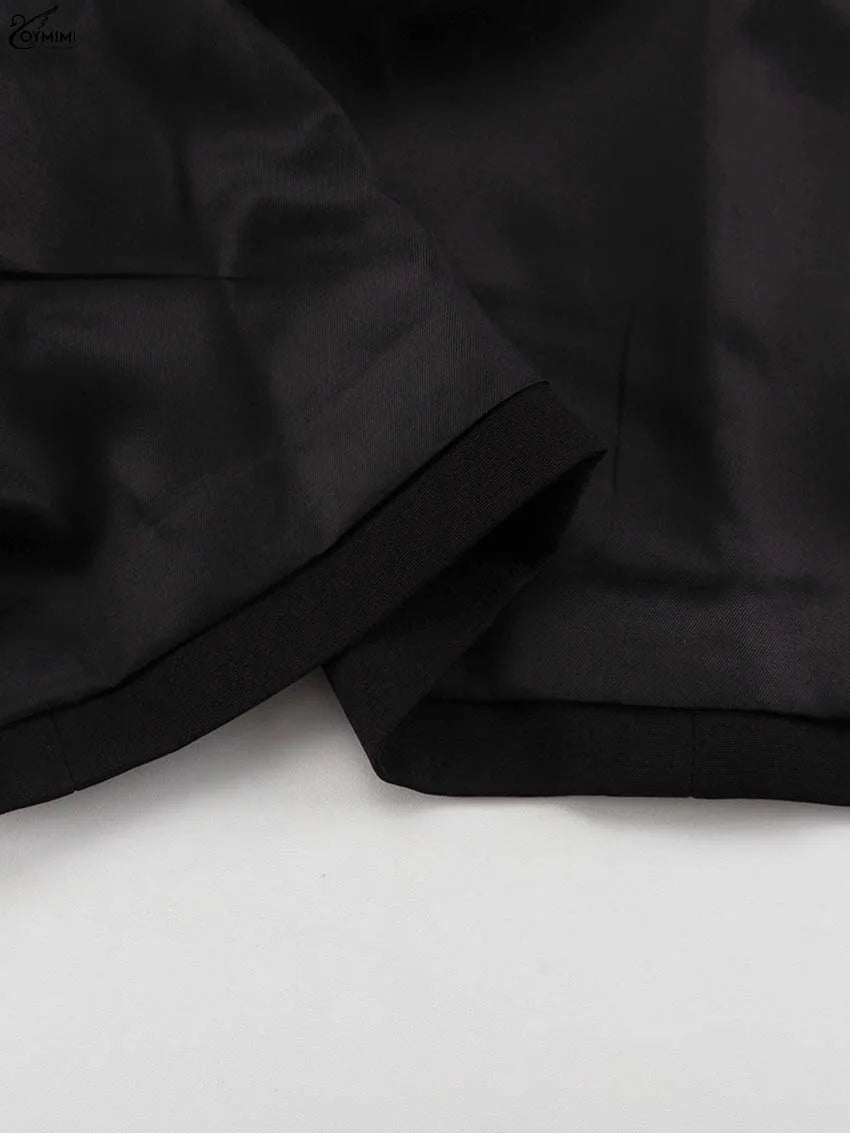 ブラックラペルカラーロングスリーブ ストレートミニドレス