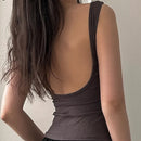 ディープバックレスサマータンクトップwithパッド
