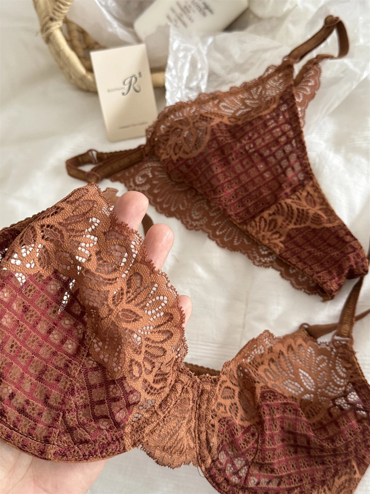 カジュアルチェックノンワイヤーブラショーツセット