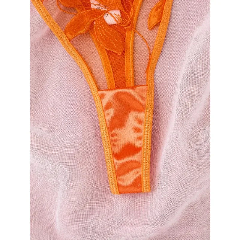 フローラル刺繍レースブラTバックショーツセット9カラバリ