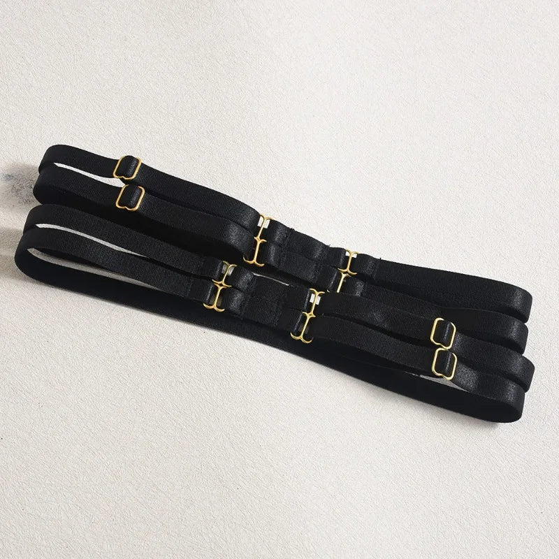 DEROSSI ディープブルー フローラル刺繍 レースブラ ガーターショーツ 3点セット