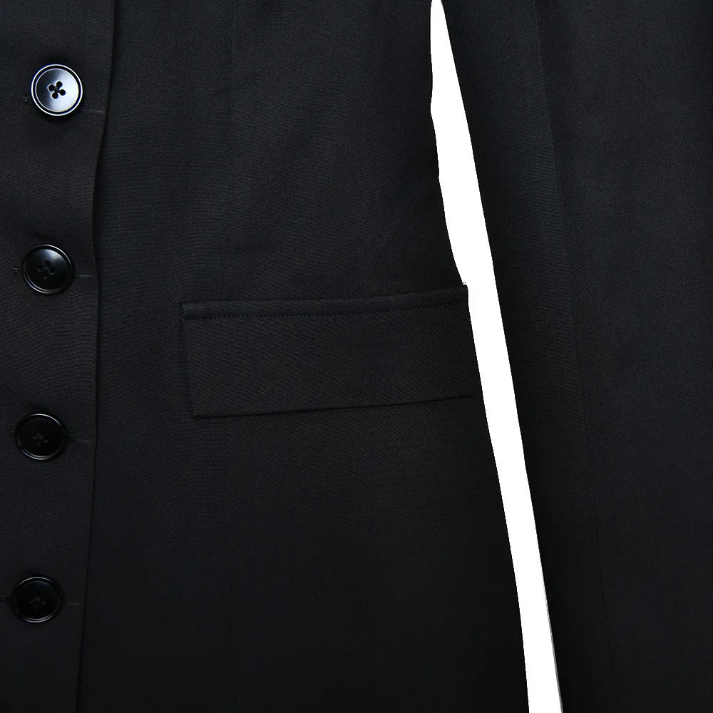 スリムブレザーワンピース（ロングスリーブ・ショルダーパッド付き）