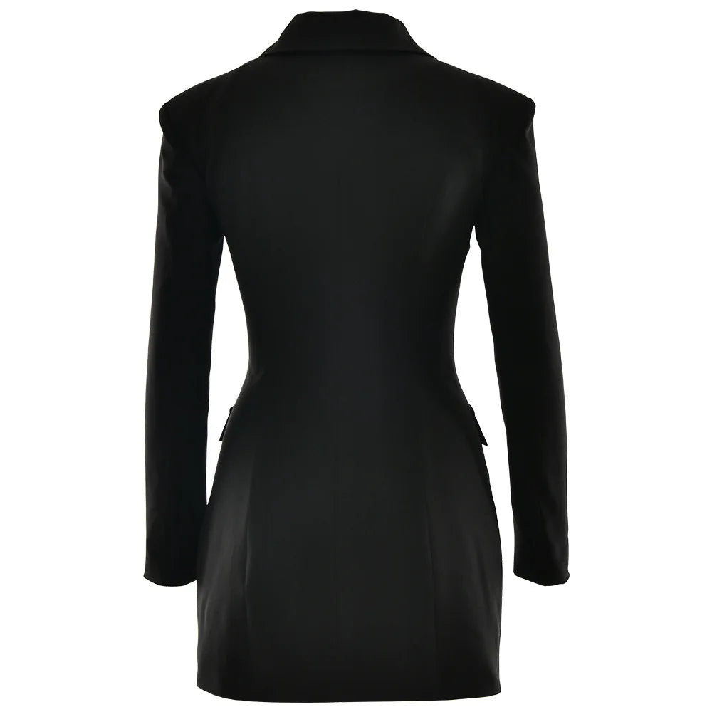 スリムブレザーワンピース（ロングスリーブ・ショルダーパッド付き）