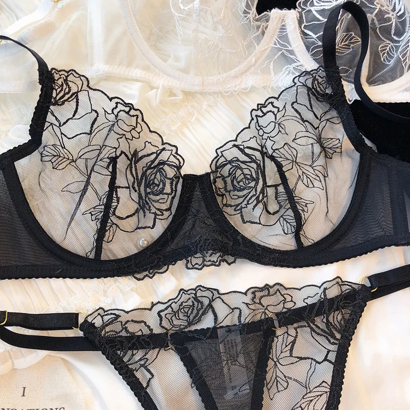 フレンチフローラルレース刺繍ブラショーツ2セット6カラーバージョン