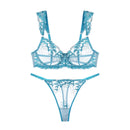 グリーンシースルーレースブラショーツセット