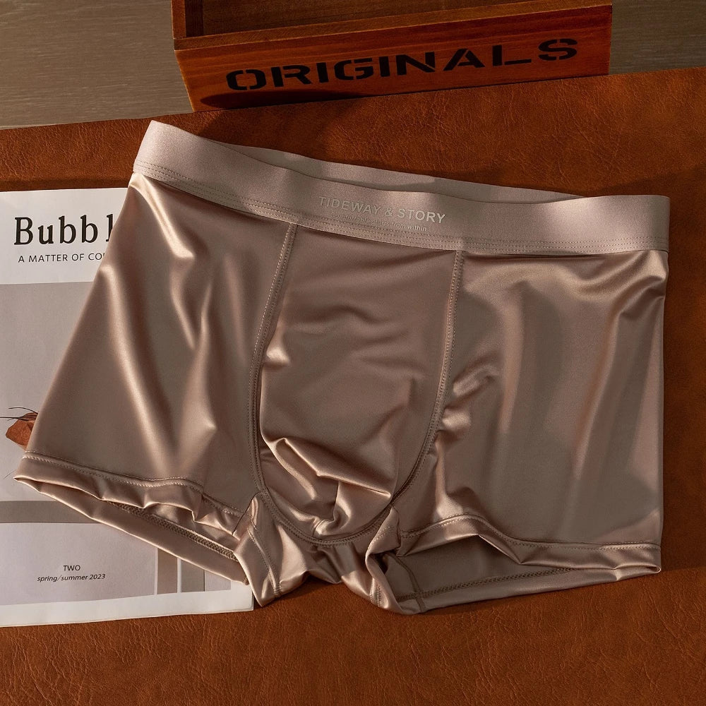 ラグジュアリーアイスシルクサテンメンズボクサーショーツ