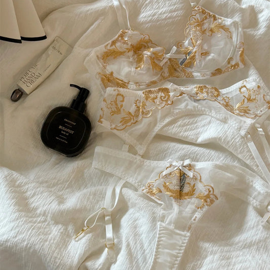 DeRossi ホワイトシアーレース・スカルプトリフトランジェリー 3セット