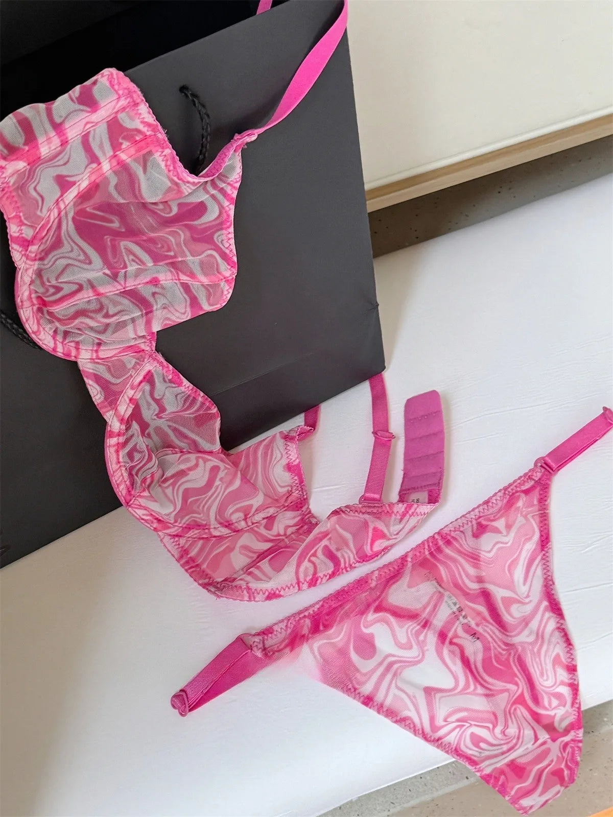 DeRossi シルキーレースセット ブラショーツ2pcs