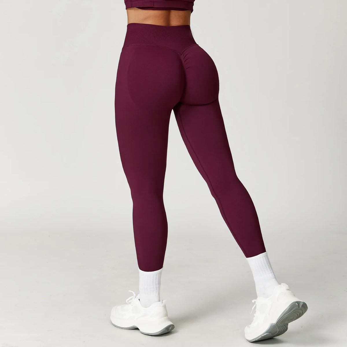 DEROSSI ハイウエストシームレススクランチレギンス ワインレッド 商品写真 4