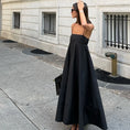Gallery viewerに画像を読み込む, ブラックスパゲティストラップAラインロングドレス
