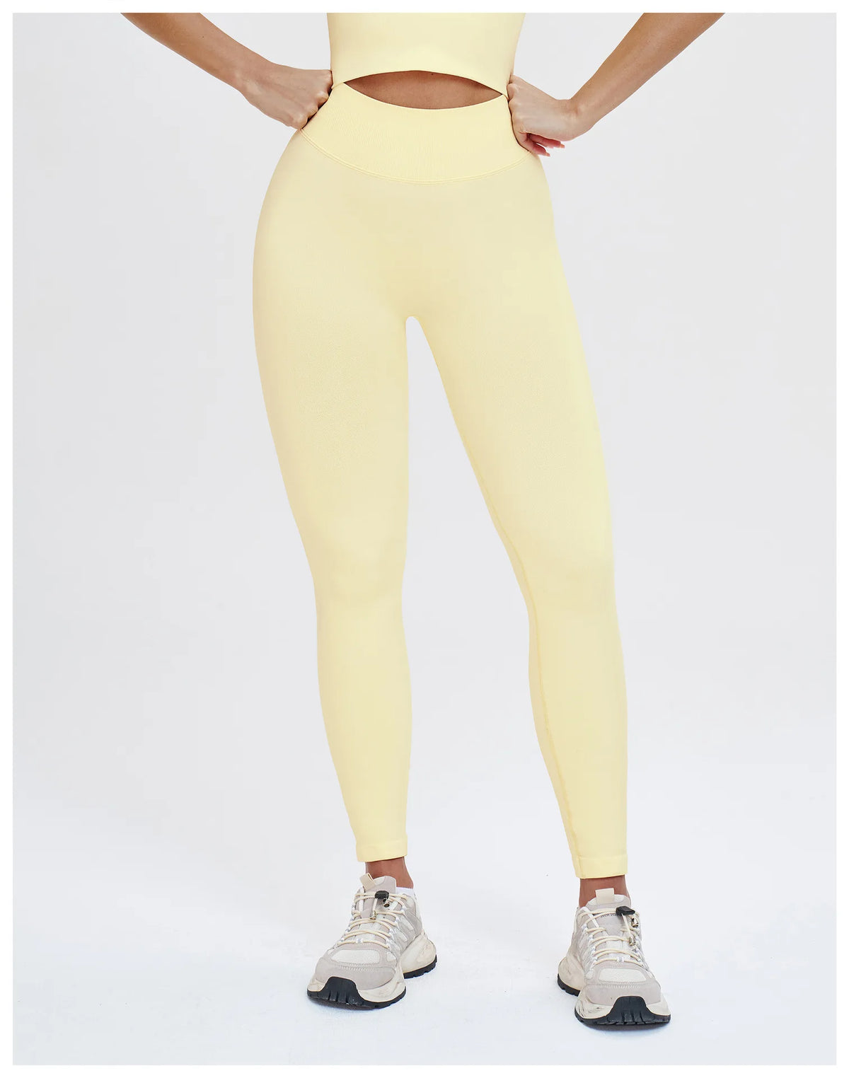 DEROSSI ハイウエストシームレススクランチレギンス ムーンライトイエロー 商品写真 1