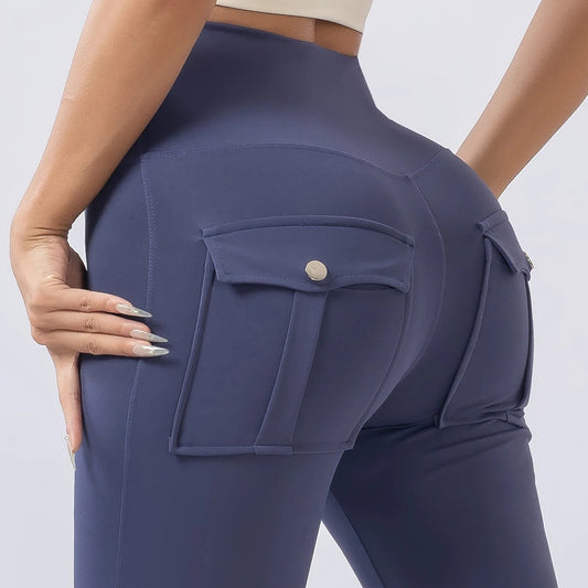 DeRossi ハイウエスト ヒップシェイプ フラップポケット レギンス