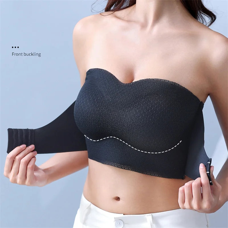 フロントホックストラップレスエアーシェイプブラ