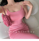 ８カラークリアストラップデザインホルターネックロングワンピース